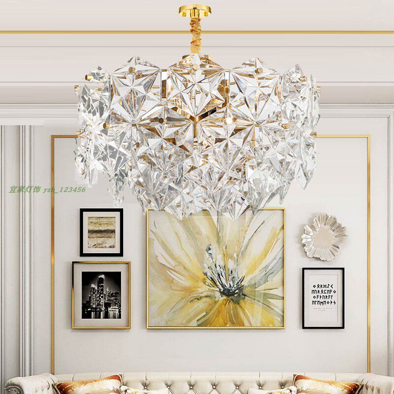 外贸灯饰灯具艺术几何玻璃钻石吊灯工程酒店会所样板房灯客厅灯