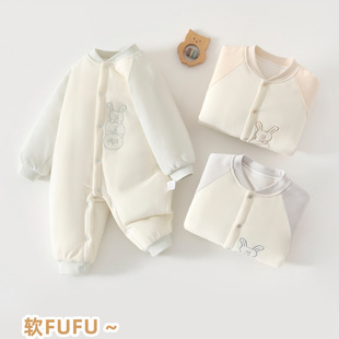 婴儿衣服冬季 夹棉连体衣婴幼儿a类纯棉80克棉冬加厚保暖外穿棉服