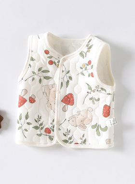 婴儿马甲外穿春秋冬保暖新生儿背心儿童马夹三层夹棉男女宝宝坎肩