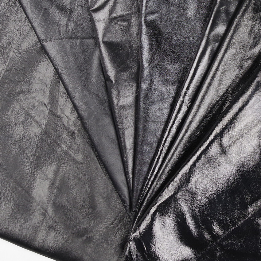 黑色软面羊漆皮剖层移膜二层漆羊皮真皮皮料服饰辅料