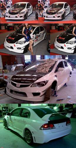 高品质FD2思域TYPE R\思铭改装RS宽体前杠\后杠\大包围（CIVIC）