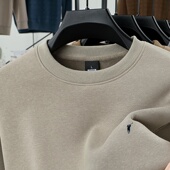 保罗卫衣男纯棉春秋薄款 奥莱品牌折扣 马标刺绣宽松T恤打底衫