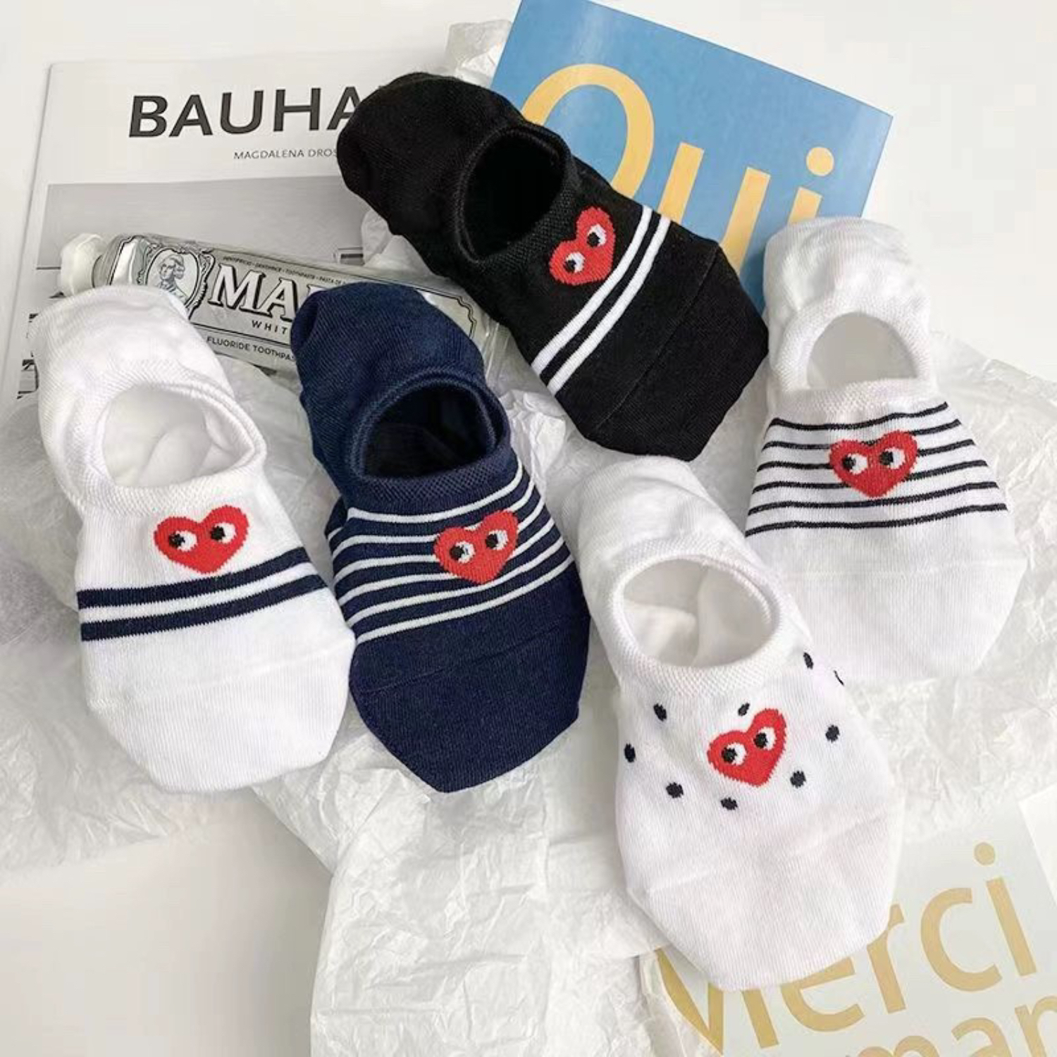 韩国可爱卡通爱心船袜夏季薄款袜子女短袜浅口in潮隐形袜防裂袜子