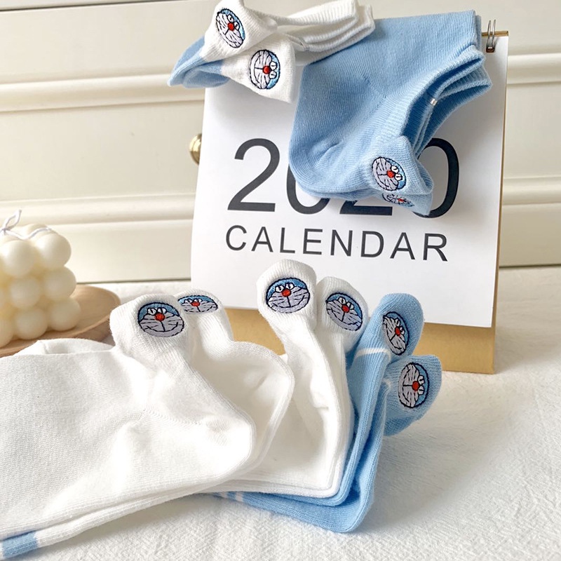 潮袜子女船袜浅口低帮后跟刺绣韩国可爱日系卡通韩版春夏薄款短袜