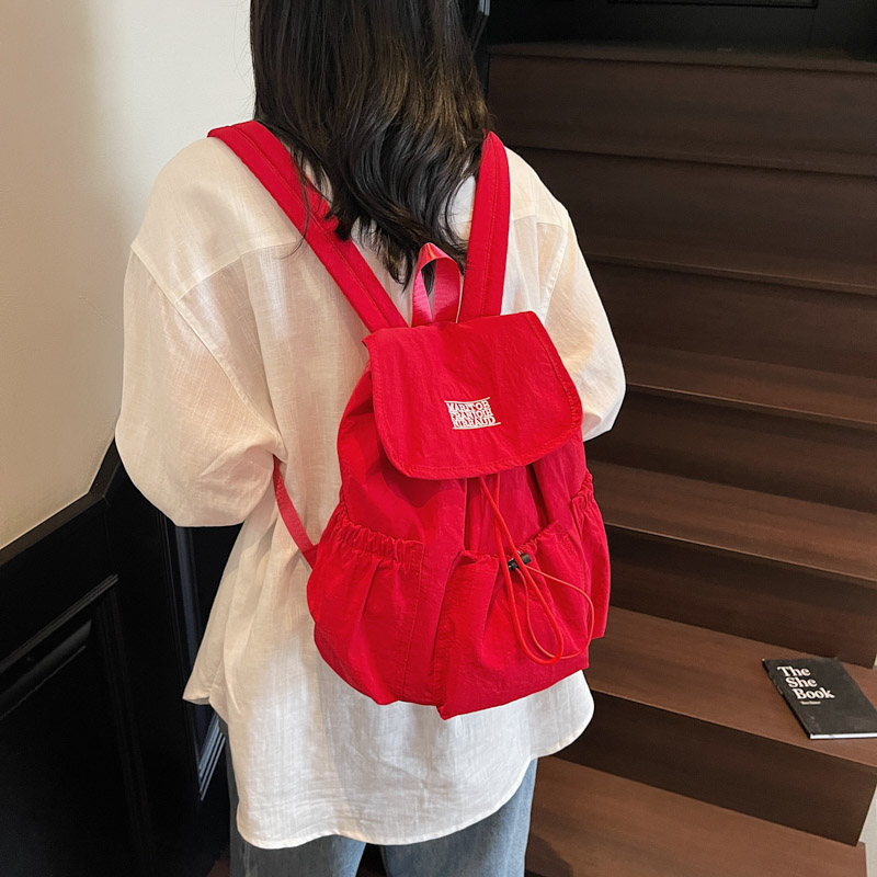 韩国尼龙帆布双肩包包女2025新款潮时尚字母背包休闲大容量登山包