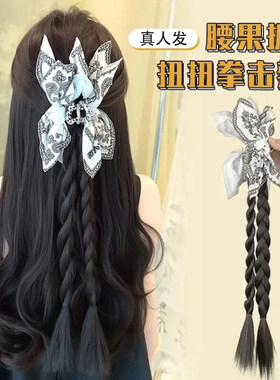 新中式编发夏日马尾麻花辫