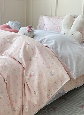 新款简约儿童床上四件套纯棉全棉被套100床单学生宿舍四季通用