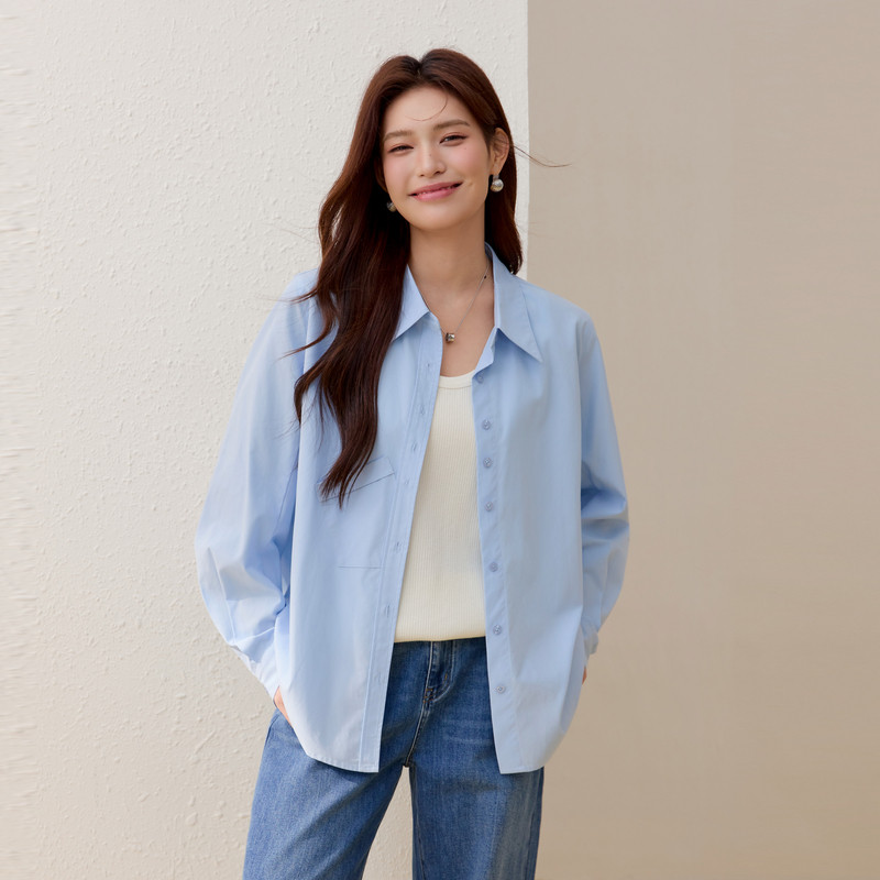 【通勤百搭衬衫】纤莉秀大码女装莱赛尔翻领开衫胖mm2026春装新款