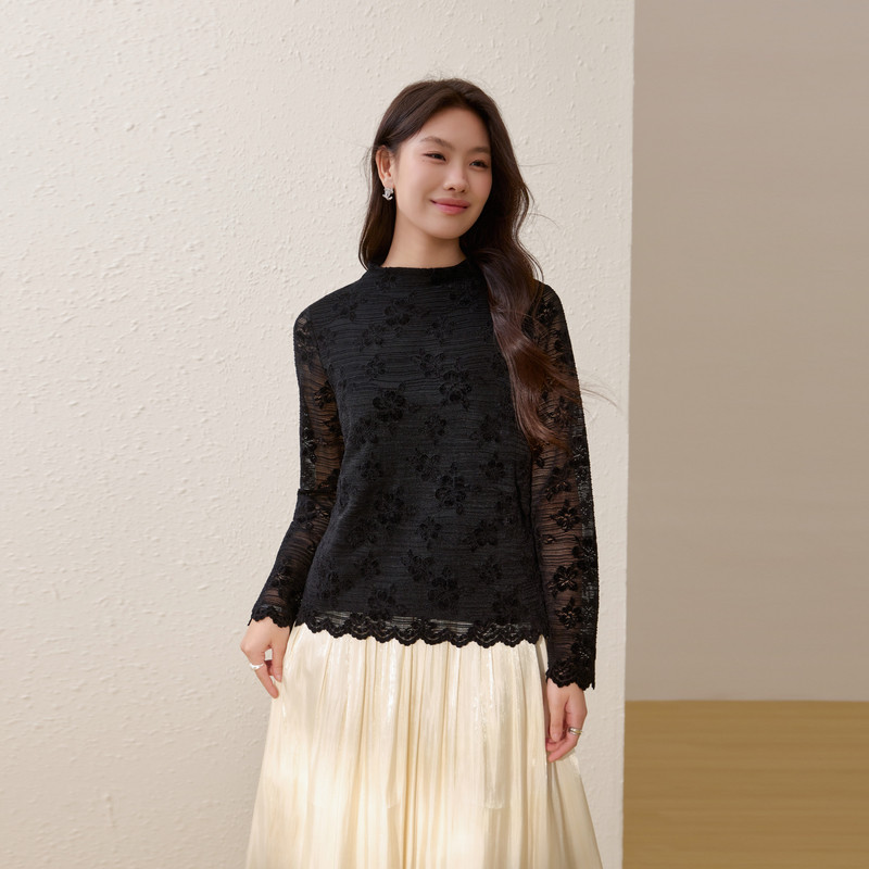 【花纹气质半高领针织衫】纤莉秀大码女装优雅上衣胖mm2026春新款,女装/女士精品,大码内搭,淘宝优惠券,粉丝福利购,淘宝优惠卷