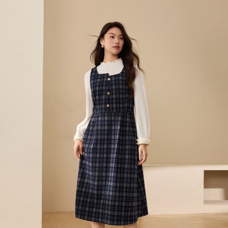 【复古减龄叠穿两件套】纤莉秀大码女装时髦气质套装胖mm冬装新款