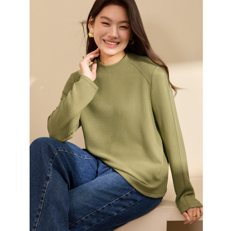 【发热保暖针织衫】纤莉秀大码女装半高领舒适上衣胖mm2025冬新款