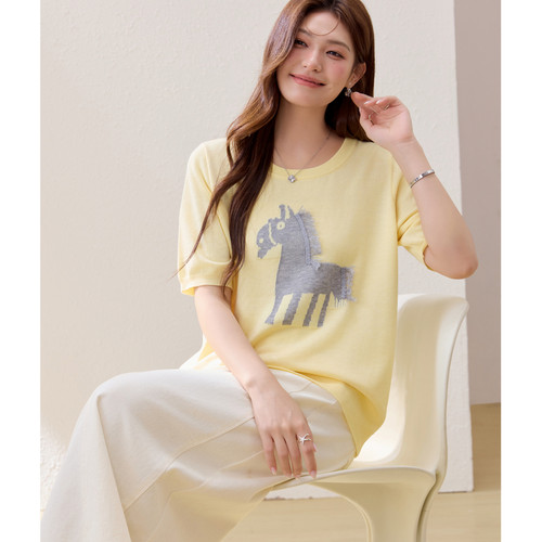 【马上有宝】垂顺松弛显瘦撞色T恤纤莉秀大码女装胖mm2026夏新款