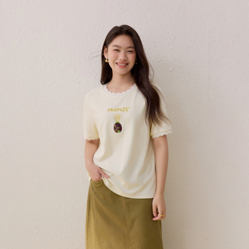 【减龄休闲百搭T恤】纤莉秀大码女装时尚设计感上衣胖mm夏装新款