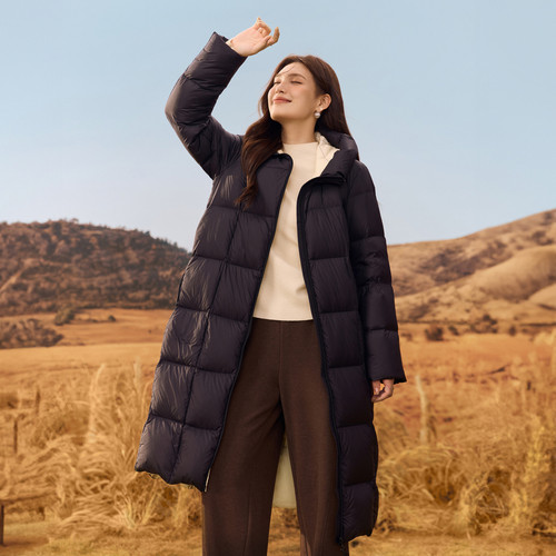 纤莉秀大码女装鸭绒中长款羽绒服