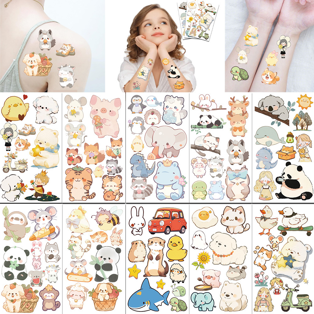 新款软萌卡通动物小清新纹身贴可