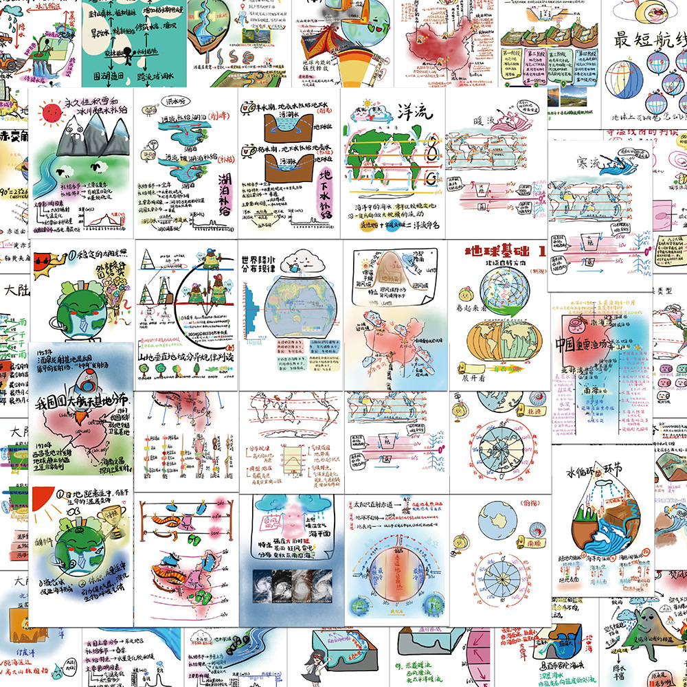 涂中鸦贴纸/立体贴纸58张地理