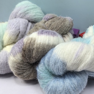 包邮 段染马海毛绞纱线南非万支长毛彩色马海毛孤品秒杀 福利