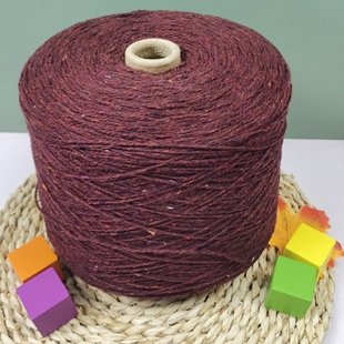 安可拉红彩点羊毛线百分百羊毛手编2/7支 彩色点秋冬保暖柔软不扎