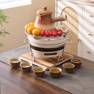 围炉煮茶烤火炉家用室内户外碳炉烧烤明火侧把罐罐壶耐高温炭炉子