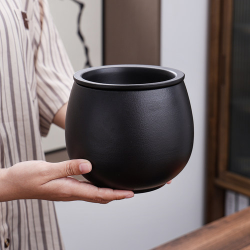 干湿分离陶瓷茶渣缸桌面家用带过滤水盂废水桶烟灰缸茶具配件茶洗