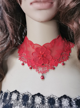 粉色颈链糖蕾丝女项链