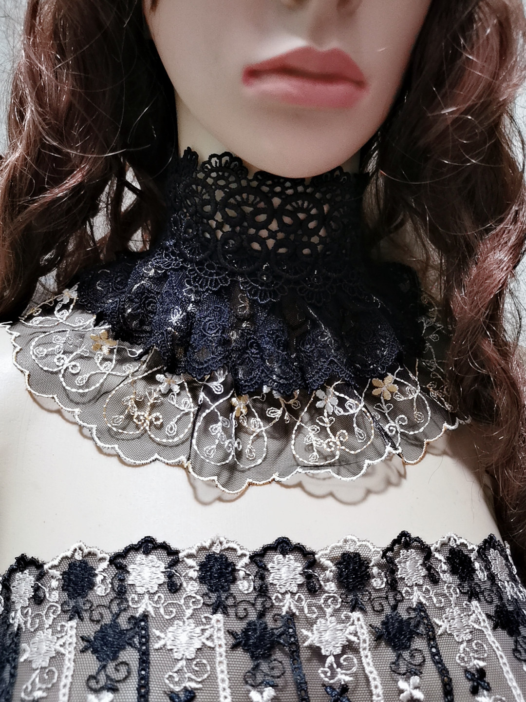 包邮欧美韩日复古蕾丝颈围女纱网黑花色领围巾小披肩项链颈链饰品