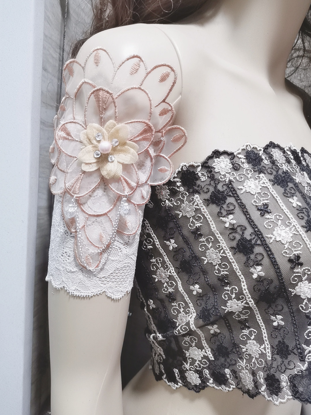 欧美风手臂环花朵臂饰手大臂上臂围巾松紧蕾丝套疤痕纹身遮盖臂饰