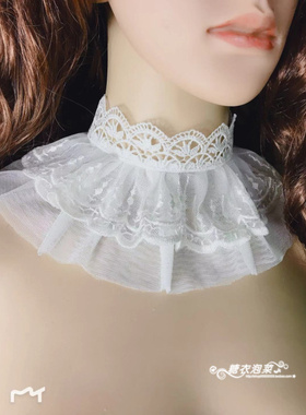 复古亮片四叶草多层假领子白色