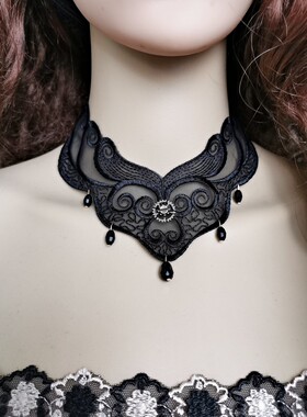 包邮欧美复古宫廷网红蕾丝加宽女王项链大红新娘礼服配饰脖带颈链