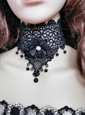 欧美蕾丝加宽颈链项链四季三角巾