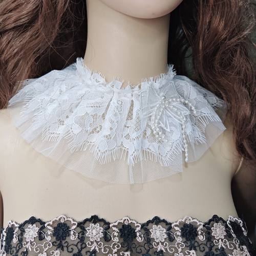 原创设计新年款超仙软蕾丝暗扣颈带黑白色假领子女亲子款