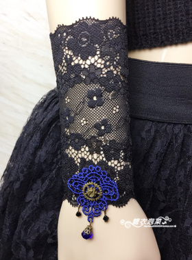 黑色饰品白色腕带松紧蕾丝女