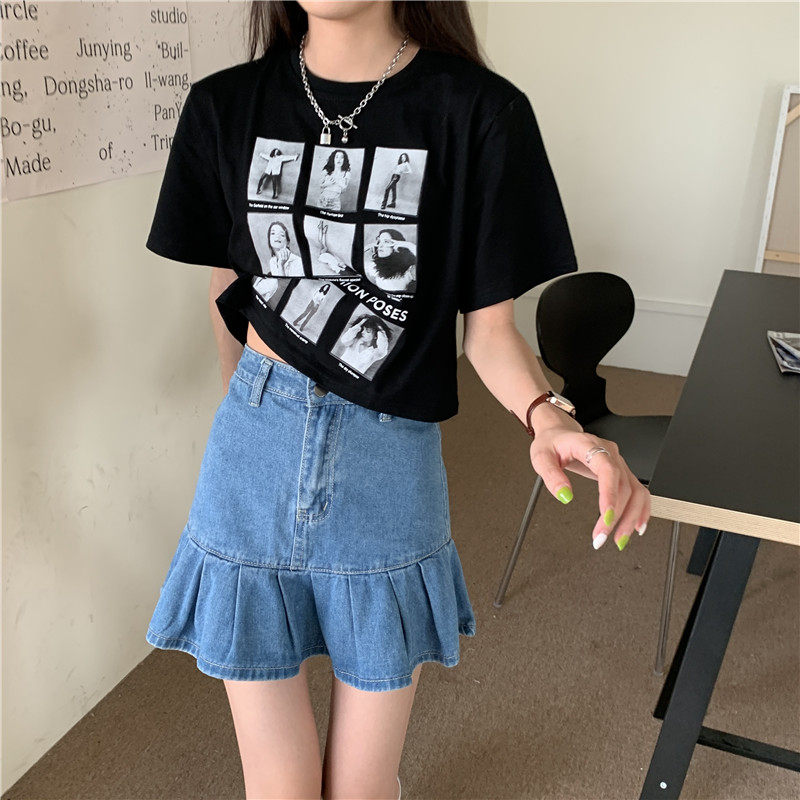 Real price ~ Korean new printed short sleeve T-shirt women's summer loose top