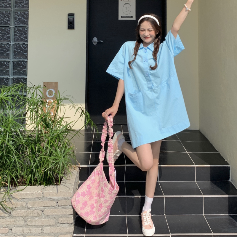 Real price ~ New Korean versatile shirt frock short sleeve