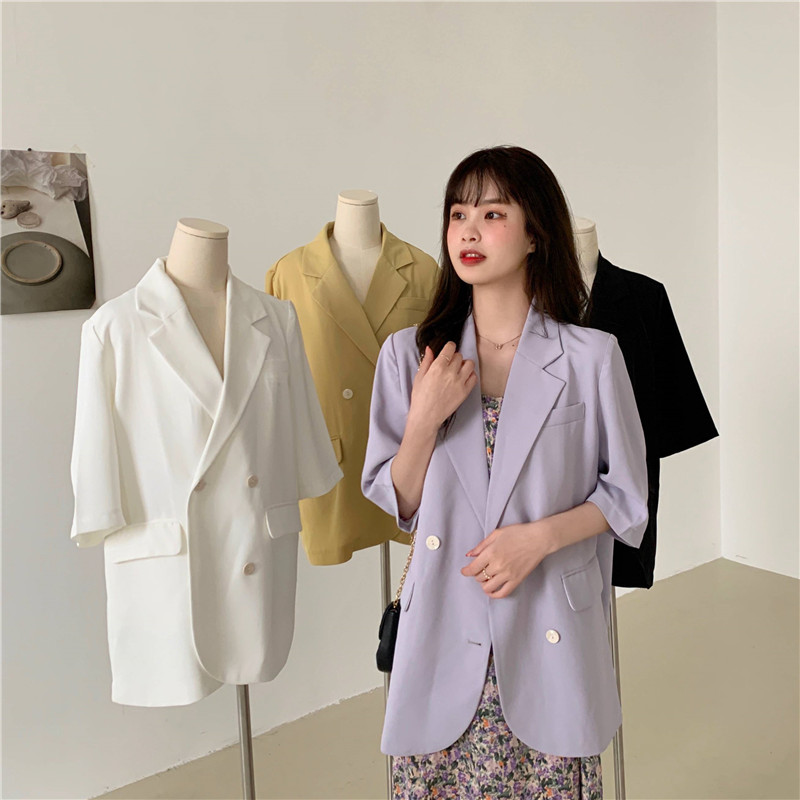 Temperament suit coat women's summer new Korean version advanced sense loose lazy wind drape sense short sleeve thin suit