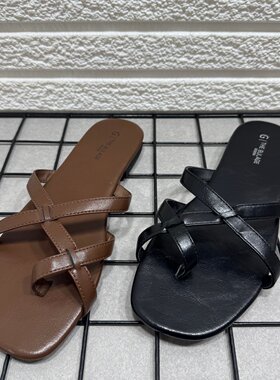 外穿小众夏季沙滩度假露趾人字拖