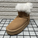 断码处理真皮羊毛口雪地靴女款冬季厚底牛角扣防滑增高加绒棉鞋女