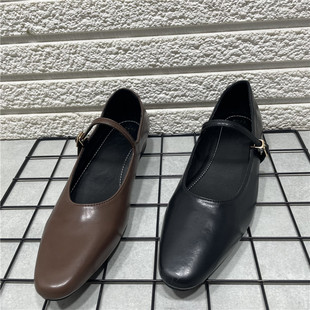 圆头一字带扣浅口单鞋 断码 女2025年新款 复古气质玛丽珍鞋 处理法式