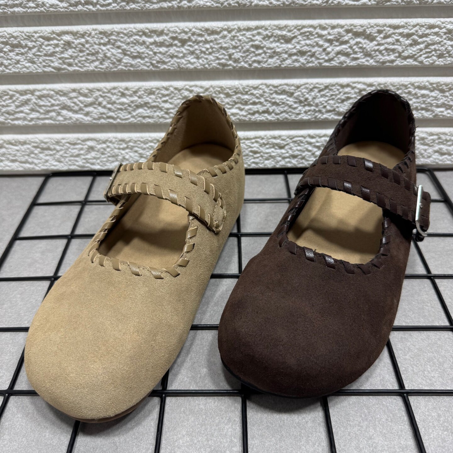 断码处理复古真皮内增高玛丽珍单鞋女春秋新款编织乐福鞋勃肯鞋女