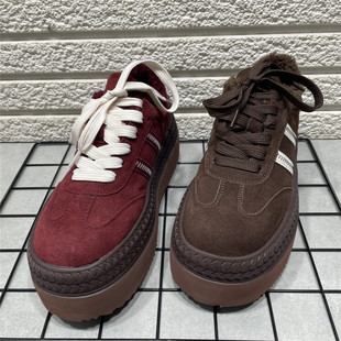 加绒厚底时尚 女冬季 百搭阿甘鞋 休闲鞋 断码 板鞋 处理真皮复古德训鞋