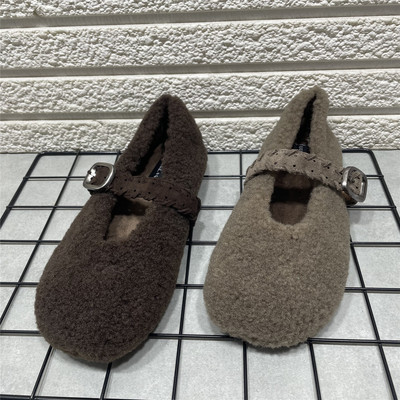 一字带玛丽珍鞋加绒棉鞋女