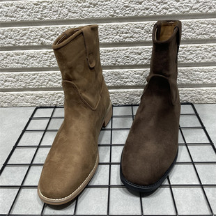 西部牛仔靴马丁靴 新款 断码 处理粗跟复古套筒切尔西靴短靴女秋冬季