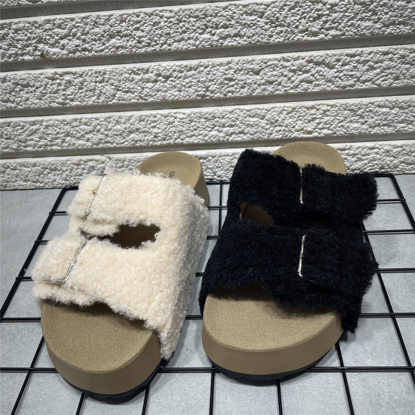 断码处理厚底毛毛拖鞋女