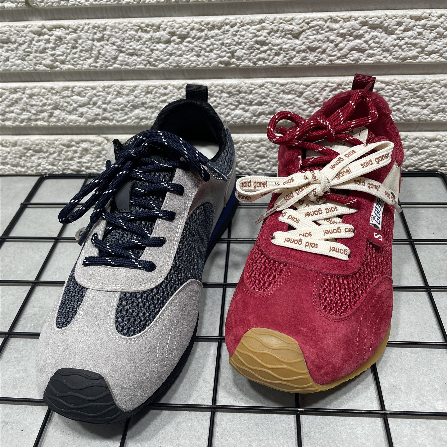 断码处理真皮网面阿甘德训鞋女春季新款时尚拼色透气休闲运动潮鞋