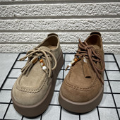 厚底增高系带乐福鞋 断码 秋季 新款 处理真皮复古勃肯鞋 女串珠袋鼠鞋