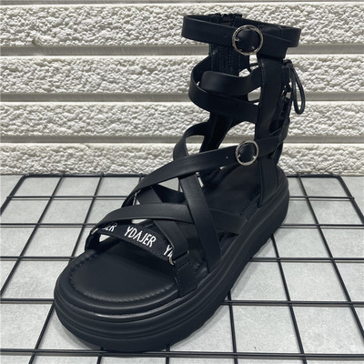 断码处理高帮露趾凉鞋女