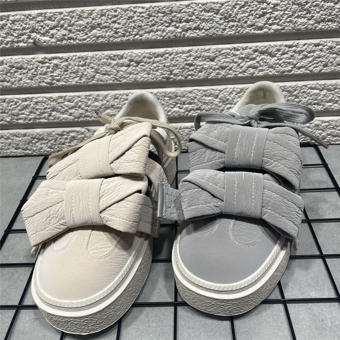 断码处理春季新款蝴蝶结厚底德训鞋女高级感时尚百搭休闲系带板鞋