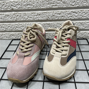 处理真皮阿甘鞋 百搭轻便舒适休闲德训鞋 女春季 内增高运动鞋 款 断码