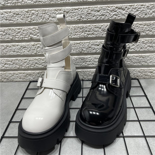 子厚底炸街小短靴搭扣镂空马丁靴女款 鞋 夏天靴子 处理明星同款 断码