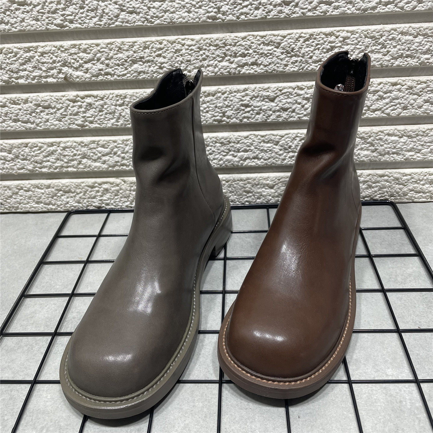 断码处理春秋款短靴女英伦风圆头平底低跟后拉链百搭瘦瘦靴骑士靴,女鞋,骑士靴,淘宝优惠券,粉丝福利购,淘宝优惠卷